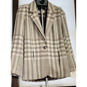AC Sport Vintage Retro Wool Tan Brown Plaid Blazer Jacket With Tags Size 4